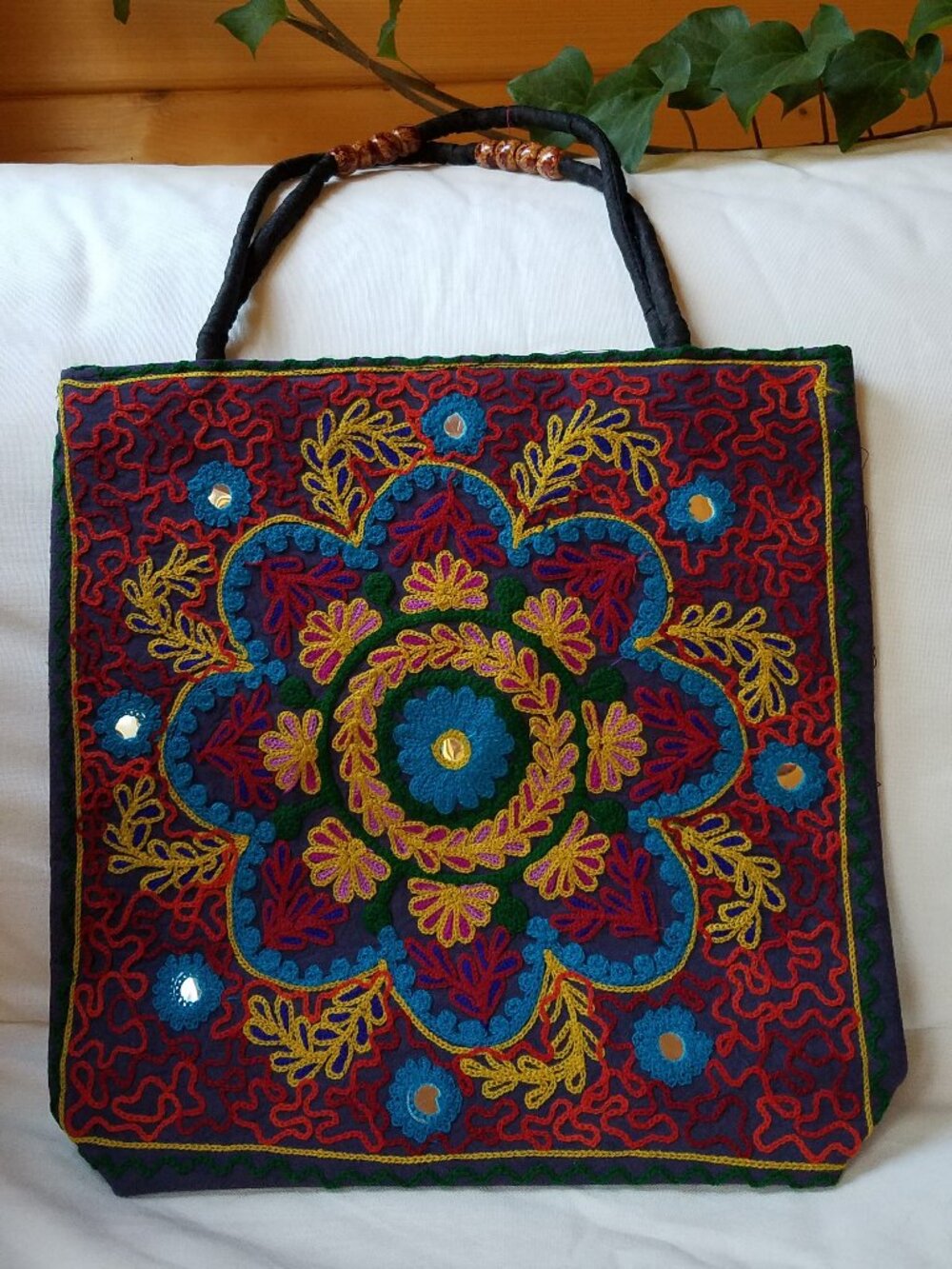 Colorful Floral Embroidered Handbag | Unique Artisan Tote
